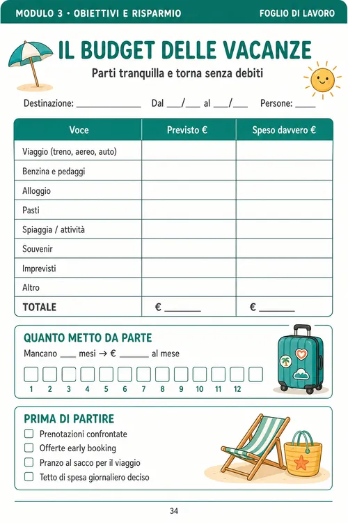 Il budget delle vacanze