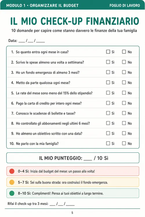Il mio check-up finanziario