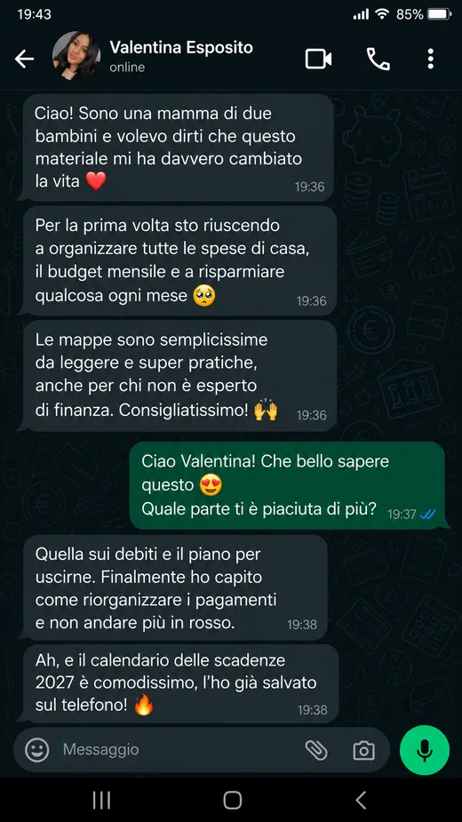 Messaggio di una cliente