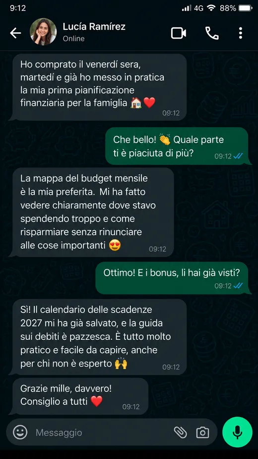 Messaggio di una cliente