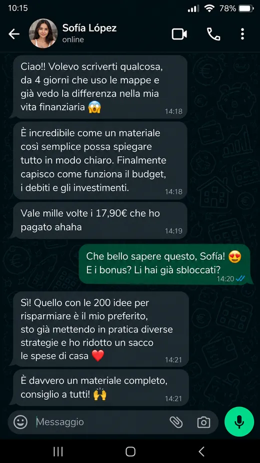 Messaggio di una cliente