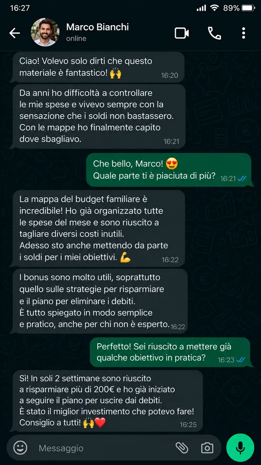 Messaggio di una cliente